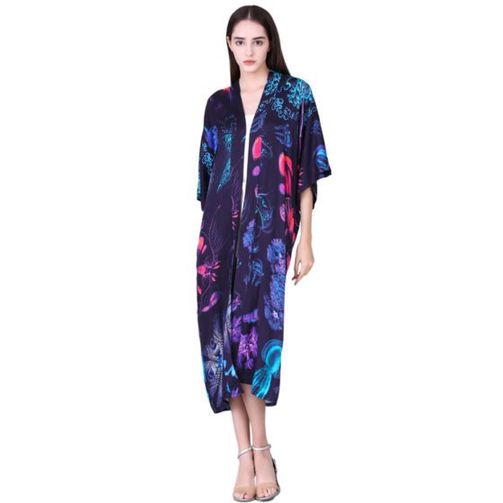 Custom photo printed kimono female cardigan robe for sale