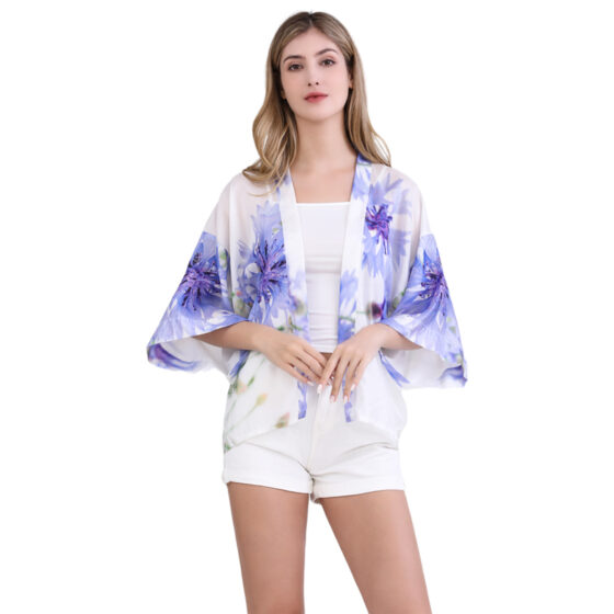 custom silk made light kimono female jacket print on demand kimono